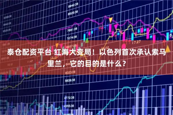 泰仓配资平台 红海大变局！以色列首次承认索马里兰，它的目的是什么？